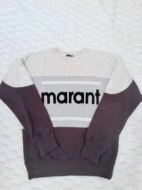 Isabel Marant Men’s Grey and Brown Two-Tone Logo Crewneck